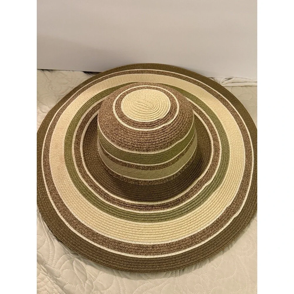 Cappelli Straworld Womens Wide Brim Paper Braid Packable Sun Hat Striped One Siz